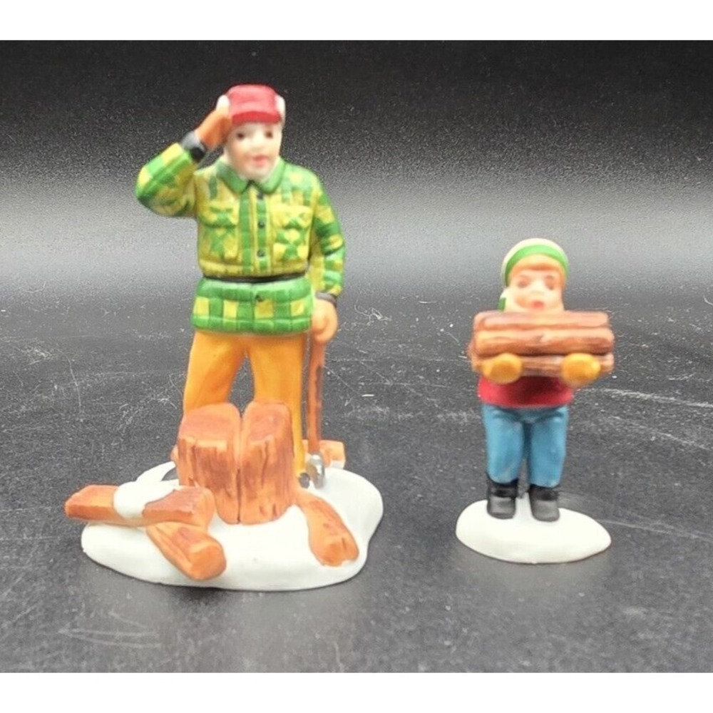 Dept 56 Wood Cutter and Son Heritage Village Collection Figurine Set 5986-2